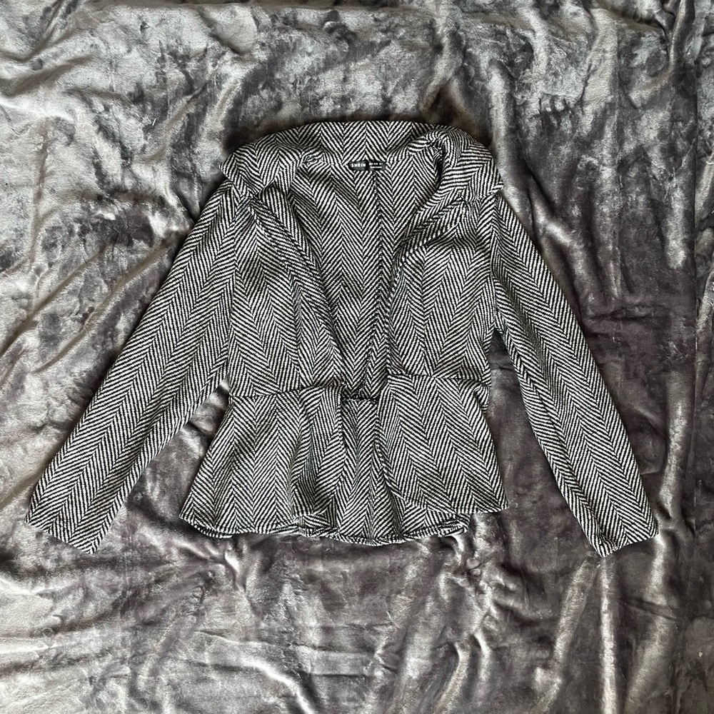 Chevron Peplum Blazer Jacket